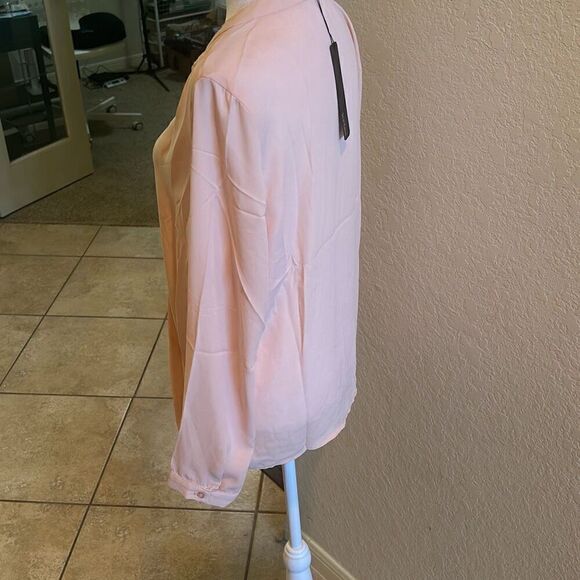 Krisa Women's M Surplice Long Sleeve Blouse Ballet Pink Crossover Wrap Top New - Picture 5 of 11